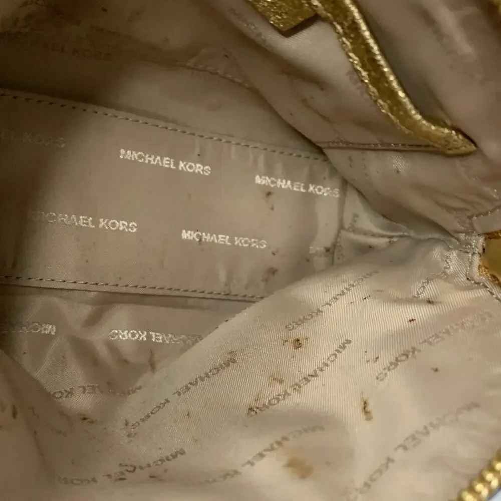Michael Kors Gold Cosmetic Case / Make up Bag